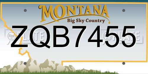 ZQB7455 Montana License Plate
