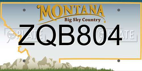 ZQB804 Montana License Plate