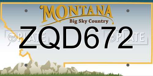 ZQD672 Montana License Plate