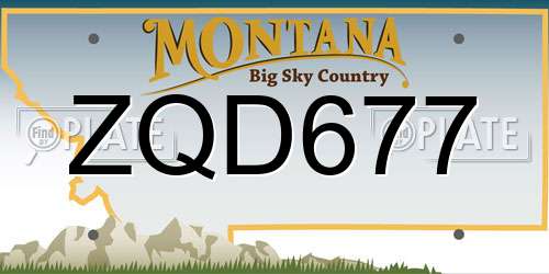 ZQD677 Montana License Plate