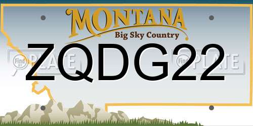 ZQDG22 Montana License Plate