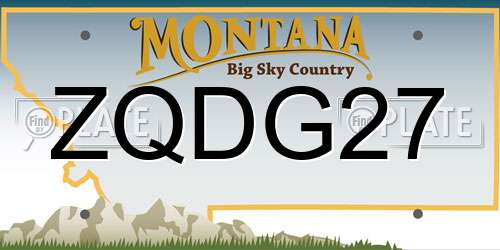 ZQDG27 Montana License Plate