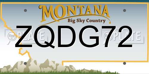 ZQDG72 Montana License Plate