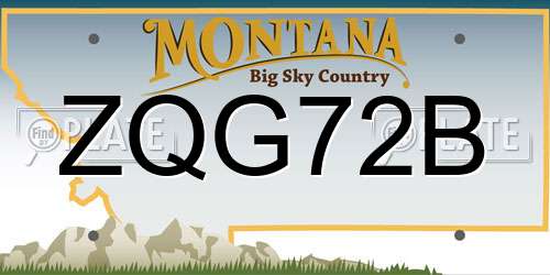 ZQG72B Montana License Plate