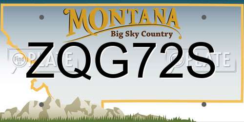 ZQG72S Montana License Plate