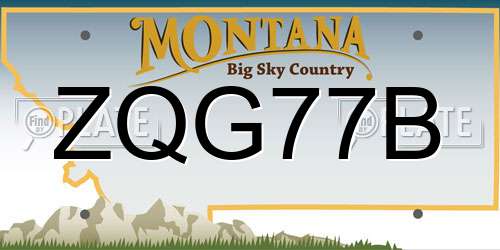 ZQG77B Montana License Plate