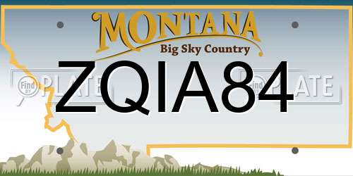 ZQIA84 Montana License Plate