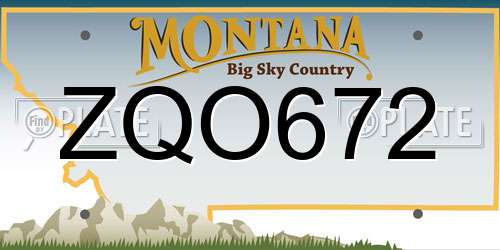 ZQO672 Montana License Plate