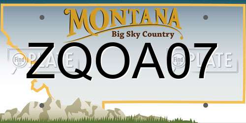 ZQOA07 Montana License Plate