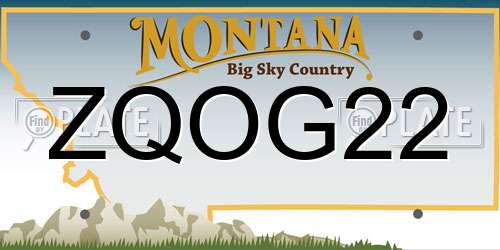 ZQOG22 Montana License Plate