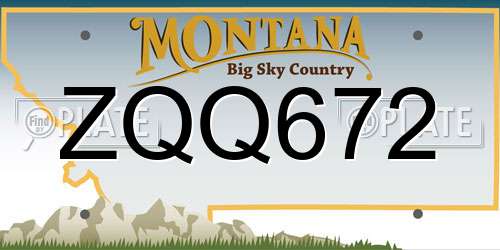 ZQQ672 Montana License Plate