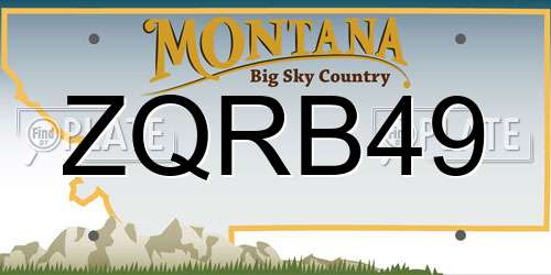 ZQRB49 Montana License Plate