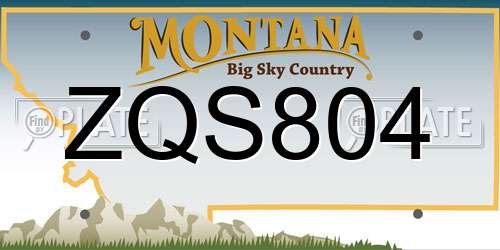 ZQS804 Montana License Plate