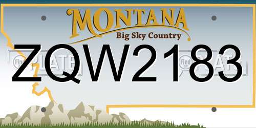 ZQW2183 Montana License Plate