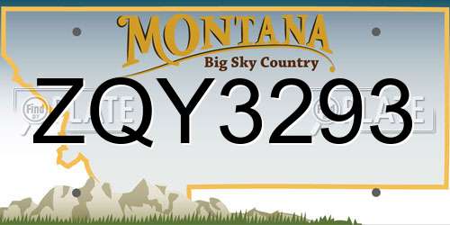 ZQY3293 Montana License Plate