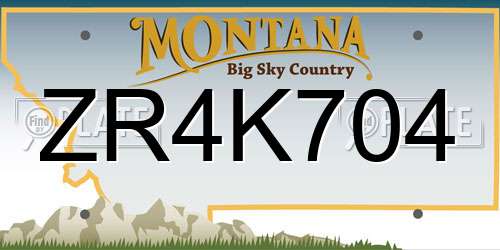 ZR4K704 Montana License Plate
