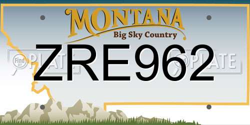 ZRE962 Montana License Plate