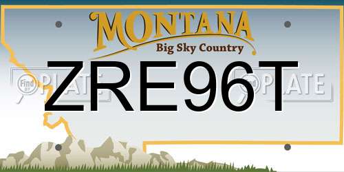 ZRE96T Montana License Plate