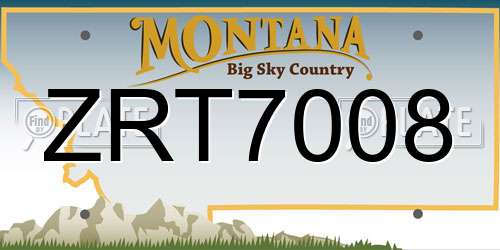 ZRT7008 Montana License Plate