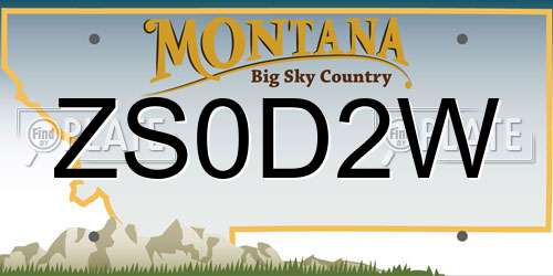 ZS0D2W Montana License Plate