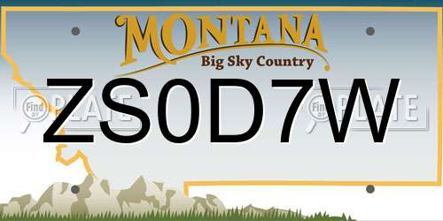 ZS0D7W Montana License Plate