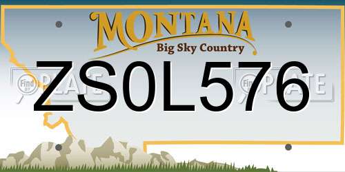ZS0L576 Montana License Plate