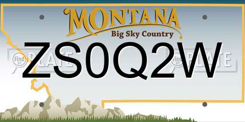 ZS0Q2W Montana License Plate