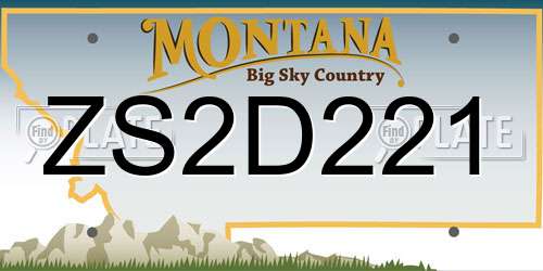 ZS2D221 Montana License Plate
