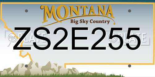 ZS2E255 Montana License Plate