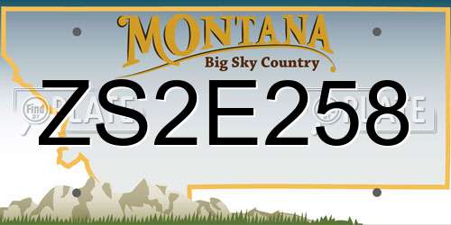 ZS2E258 Montana License Plate