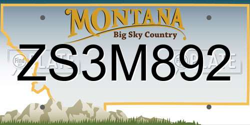 ZS3M892 Montana License Plate