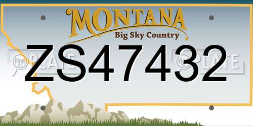 ZS47432 Montana License Plate