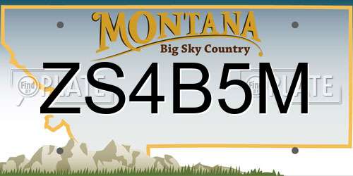 ZS4B5M Montana License Plate