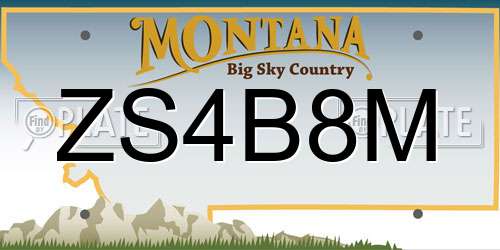 ZS4B8M Montana License Plate