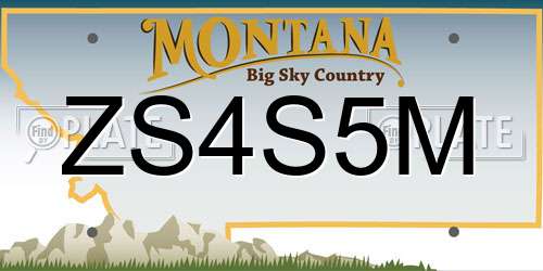 ZS4S5M Montana License Plate