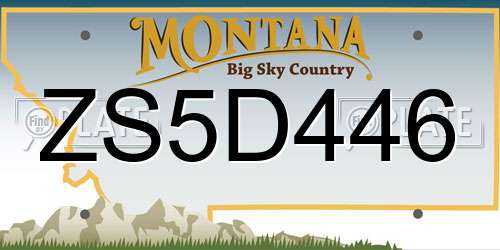 ZS5D446 Montana License Plate