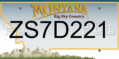 ZS7D221 Montana License Plate
