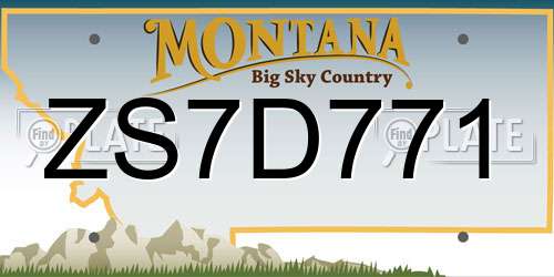 ZS7D771 Montana License Plate