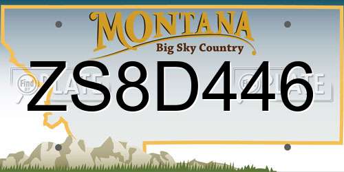 ZS8D446 Montana License Plate