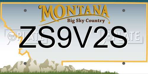 ZS9V2S Montana License Plate