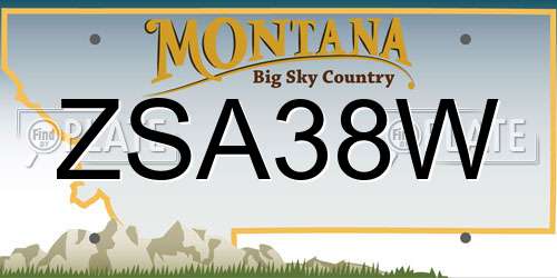 ZSA38W Montana License Plate