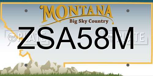 ZSA58M Montana License Plate
