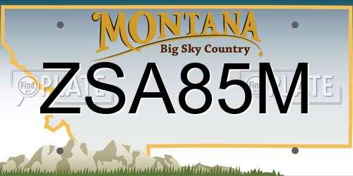 ZSA85M Montana License Plate