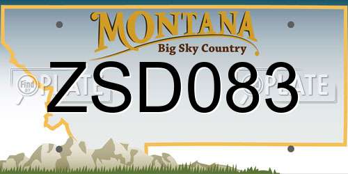 ZSD083 Montana License Plate