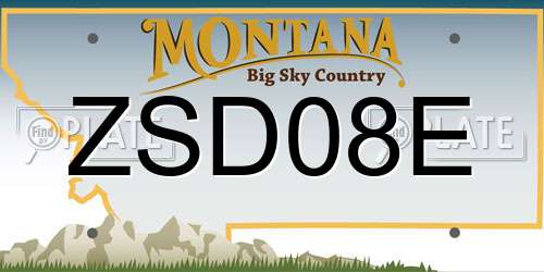 ZSD08E Montana License Plate
