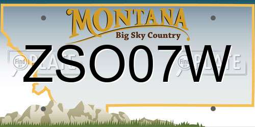 ZSO07W Montana License Plate