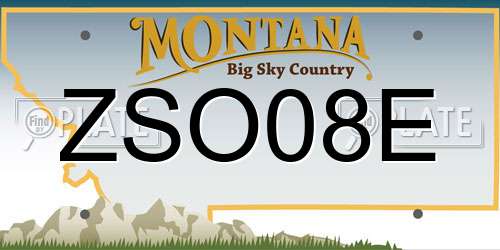 ZSO08E Montana License Plate
