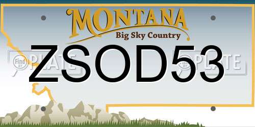 ZSOD53 Montana License Plate