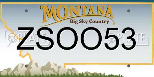 ZSOO53 Montana License Plate