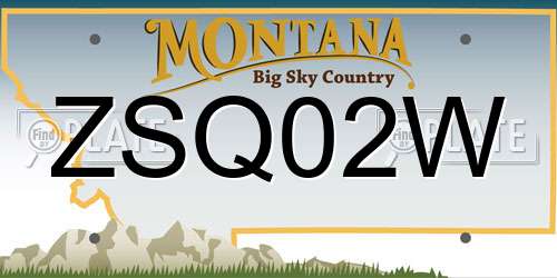 ZSQ02W Montana License Plate